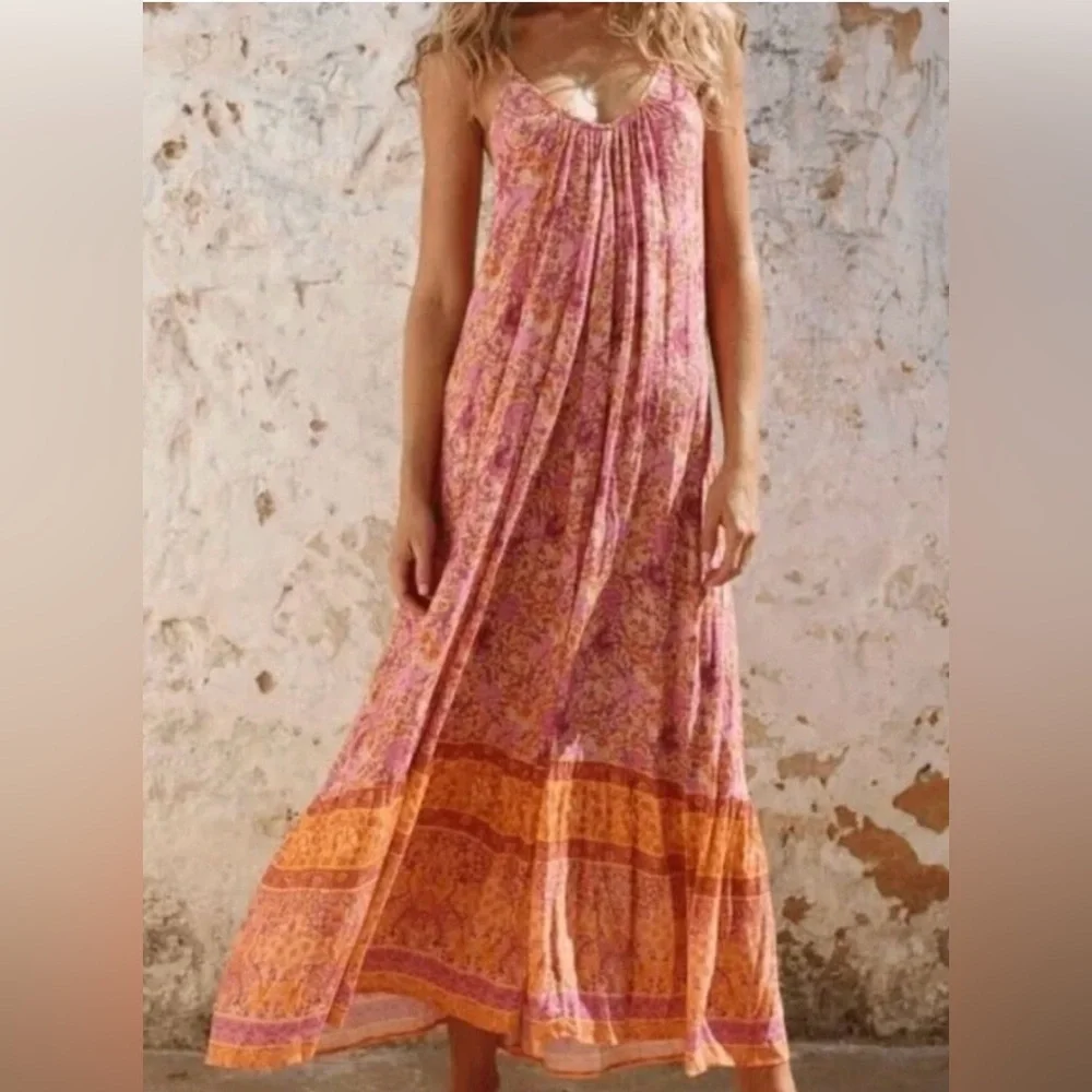 Spell Village Strappy Maxi Dress in Sunrise New - Picture 2 of 12